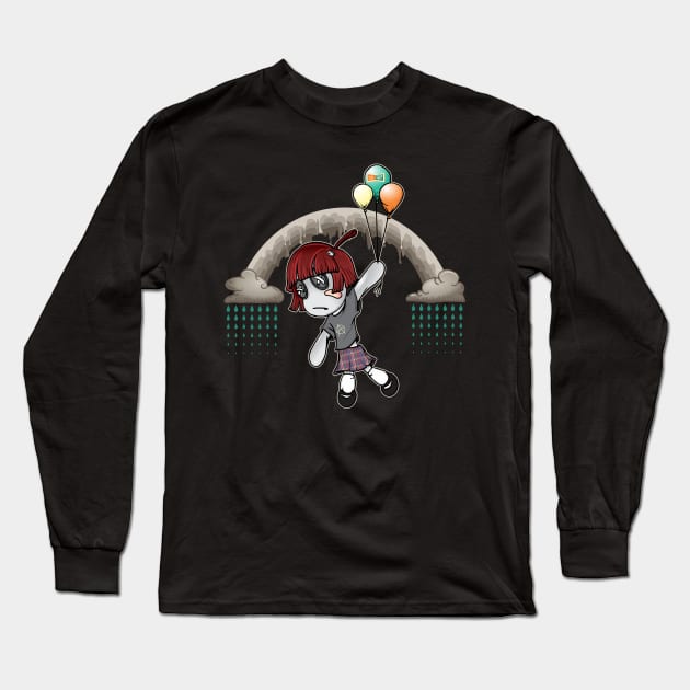 Super Cute Kawaii Goth Girl Long Sleeve T-Shirt by Renegade Rags